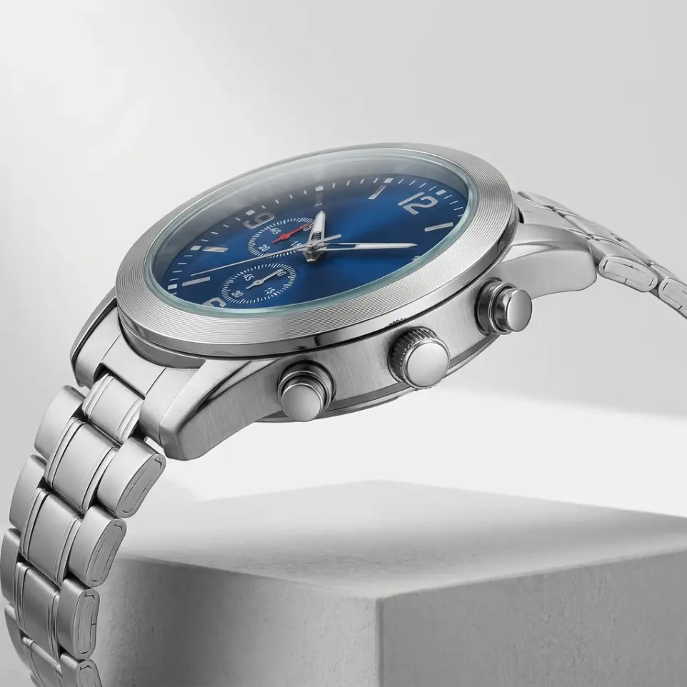 AI Generated Side Profile View of Titanium Chronograph Watch.webp